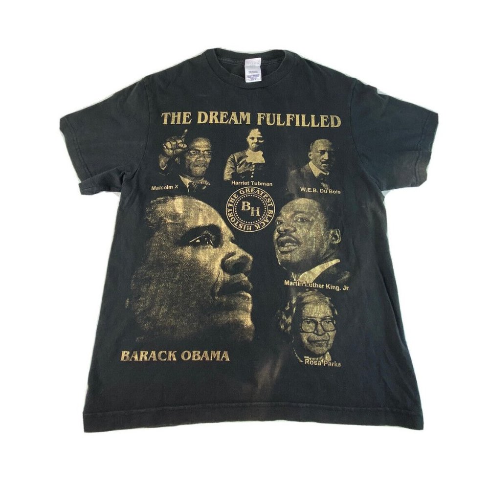 Obama Malcolm X Tubman Dubois Rosa Parks Luther King Black T-Shirt Men’s Size M
